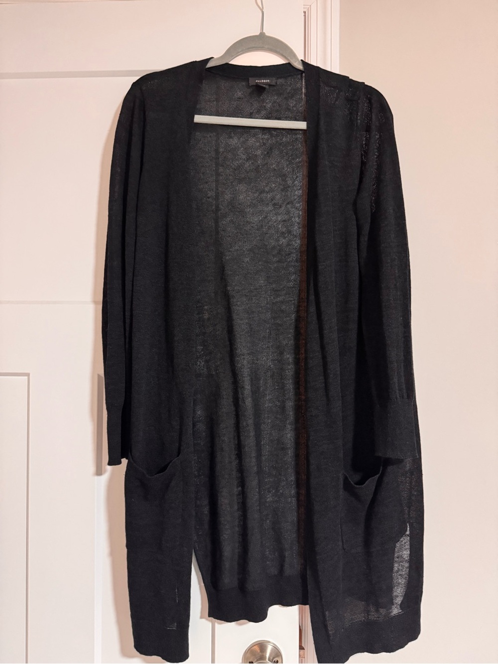 Halogen Lightweight Black Open-Front Linen Women's Cardigan Sweater
